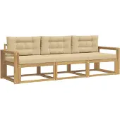 vidaXL Outdoor-Sofagarnitur 3 Stk. Weiß und Beige Polyester
