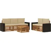 vidaXL Outdoor-Sofagarnitur 6 stk. Natur und Beige Massivholz Akazie