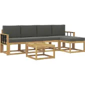 vidaXL Outdoor-Sofagarnitur mit Kissen 6 pcs Weiß und Anthrazit