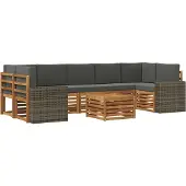vidaXL Outdoor-Sofagarnitur 8 Stk. Natur und Anthrazit