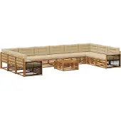 vidaXL Sofagarnituren 11 stk. Natur und Beige Massivholz Akazie