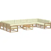 vidaXL Outdoor-Sofagarnitur 11 stk. Weiß und Creme