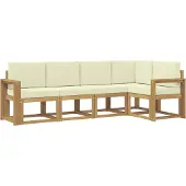 vidaXL Outdoor-Sofagarnitur 5 stk. Weiß und Creme