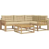 vidaXL Outdoor-Sofagarnitur 5 Stk. Weiß und Beige Polyester