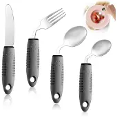 Azomor Vierteilige Besteckset mit Silikongriff für selbstständiges Essen bei Tremoren
