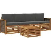 vidaXL Outdoor-Sofagarnitur mit Kissen 5 pcs Natur und Anthrazit
