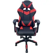 HTI Gamingstuhl Krit Schwarz Kunstleder, ergonomisch, Lordosenstütze mit Massagefunktion, Kippfunktion, 110 kg