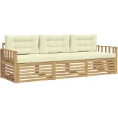 vidaXL Outdoor-Sofagarnitur 3 stk. Weiß und Creme Polyester
