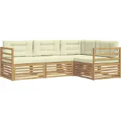 vidaXL Outdoor-Sofagarnitur 4 stk. Weiß und Creme Polyester