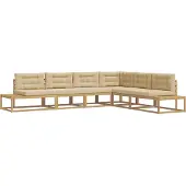 vidaXL Outdoor-Sofagarnitur 6 stk. Weiß und Beige Polyester