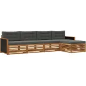 vidaXL Outdoor-Sofagarnitur 5 stk. Natur und Anthrazit Polyester