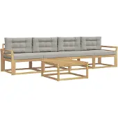 vidaXL Outdoor-Sofagarnitur mit Kissen 4 pcs Weiß und Hellgrau