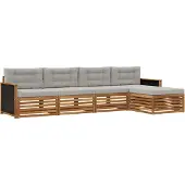 vidaXL Outdoor-Sofagarnitur 5 Stk. Natürlich und Hellgrau Polyester