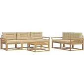 vidaXL Outdoor-Sofagarnitur 6 Stk. Weiß und Beige