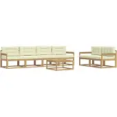 vidaXL Outdoor-Sofagarnitur 6 Stk. Weiß und Creme