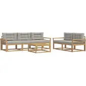 vidaXL Outdoor-Sofagarnitur mit Kissen 6 pcs Weiß und Hellgrau