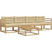 vidaXL Outdoor-Sofagarnitur 4 stk. Weiß und Beige