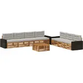 vidaXL Outdoor-Sofagarnitur 8 stk. Natürlich und Hellgrau Polyester