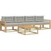 vidaXL Outdoor-Sofagarnitur mit Kissen 4 pcs Weiß und Hellgrau