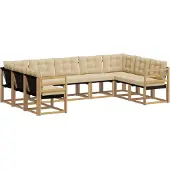 vidaXL Outdoor-Sofagarnitur mit Kissen 9 pcs Weiß und Beige