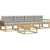 vidaXL Outdoor-Sofagarnitur 4 stk. Weiß und Hellgrau