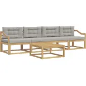 vidaXL Outdoor-Sofagarnitur mit Kissen 4 pcs Weiß und Hellgrau