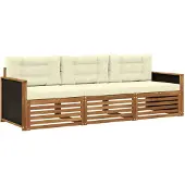 vidaXL Outdoor-Sofagarnitur 3 stk. Natur und Creme Polyester