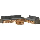 vidaXL Outdoor-Sofagarnitur 8 stk. Natur und Anthrazit Polyester