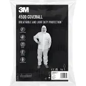 3M Schutzanzug 4500 Kat. I Weiß XL, Atmungsaktiv, Staub- & Spritzschutz, 1 Stück
