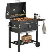 Outsunny Holzkohlegrill Grillwagen Grill BBQ Holzkohle Kohlegrill Gartengrill