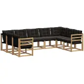 vidaXL Outdoor-Sofagarnitur 9 stk. Weiß und Schwarz
