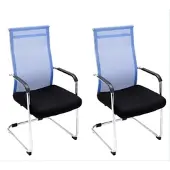 TPFLiving 2er Set Besucherstühle Brent Netzbezug Gestell Metall in Chromoptik Grau