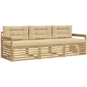 vidaXL Outdoor-Sofagarnitur 3 Stk. Weiß und Beige Polyester