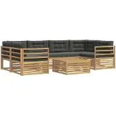 vidaXL Outdoor-Sofagarnitur 7 Stk. Weiß und Anthrazit Polyester