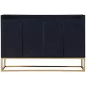 PXloue Buffetschrank Griffloser Sideboard in Schwarzmit 4-Türiger für Küche 120x30x80cm