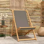 vidaXL Möbel Liegestuhl Taupe Massivholz TeakGartenstühle - Gartenstühle c7171