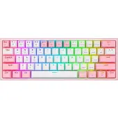 Redragon K616 Fizz Pro white/pink, Verkabelt & Kabellos, USB + RF Wireless + Bluetooth, Mechanischer Switch, Pink, Weiß