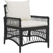 vidaXL Gartenstuhl mit Kissen Schwarz 73 x 61 x 77 cm Poly-Rattan