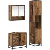 vidaXL Badezimmermöbel-Set 3 stk. Altholz 35 x 37,5 x 188,5 cm