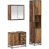 vidaXL Badezimmermöbel-Set 3 stk. Altholz 65 x 33 x 60 cm