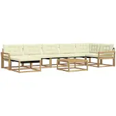vidaXL Outdoor-Sofagarnitur 8 stk. Weiß und Creme Massivholz Akazie