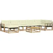 vidaXL Outdoor-Sofagarnitur 8 stk. Weiß und Creme Massivholz Akazie