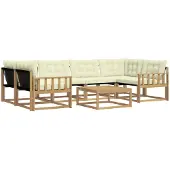 vidaXL Outdoor-Sofagarnitur 7 stk. Weiß und Creme