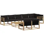 vidaXL Outdoor-Sofagarnitur 9 pcs Weiß und Schwarz 79 x 79 x 37 cm