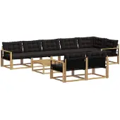 vidaXL Outdoor-Sofagarnitur 9 Stk. Weiß und Schwarz