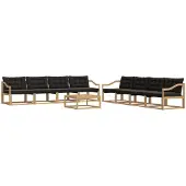 vidaXL Outdoor-Sofagarnitur 9 stk. Weiß und Schwarz