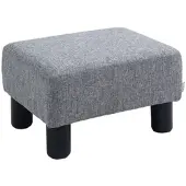 STILVORA Fußhocker Leinen Grau 40x30x24 cm, gepolstert, bis 110 kg