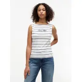 Tommy Hilfiger Tanktop "CLASSIC SCRIPT BOAT-NK TOP" Baumwollmischung, U-Boot Ausschnitt
