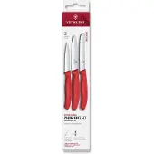 Victorinox Swiss Classic Gemüsemesser-Set, 3-teilig, Gerade/Welle, Rot, in Schachtel