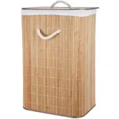 Wellhome - Faltbare Wäschekörbe 40x30x60 cm aus Bambus und Baumwolle